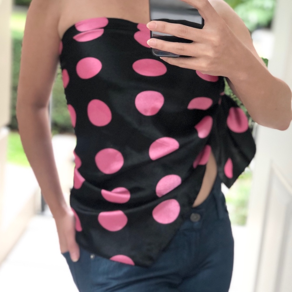 Polka dots satin scarf